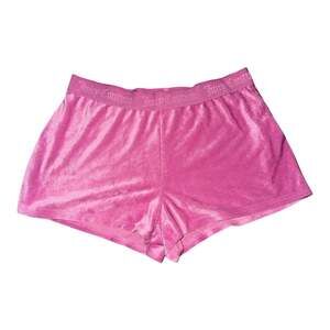 Juicy Couture Pink Velour Rhinestone Logo Sleep Shorts